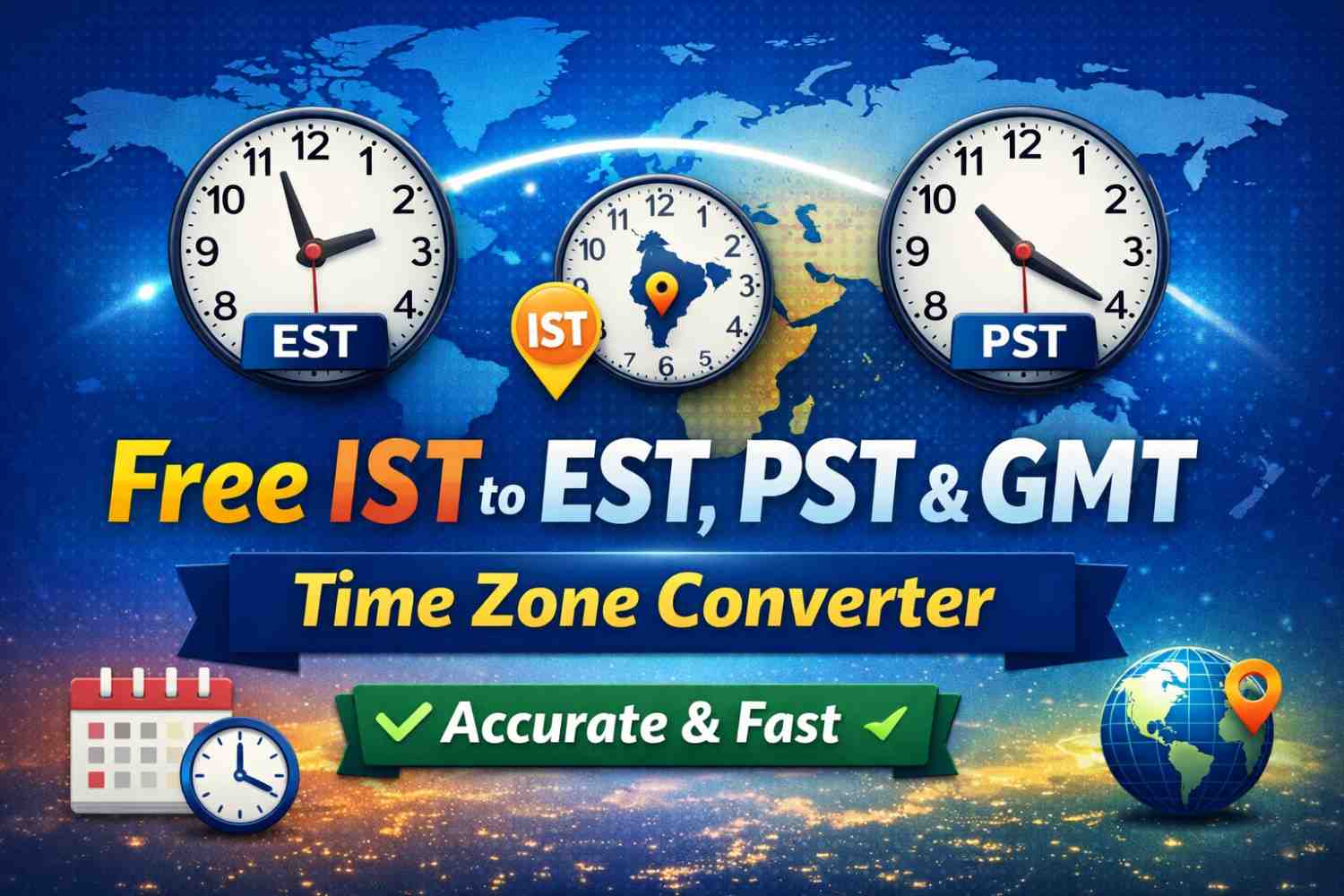 Free IST to EST, PST & GMT Time Zone Converter (Accurate & Fast)